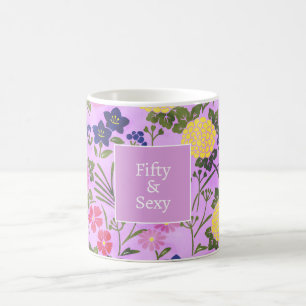 50th birthday floral pink romantic elegant Mug