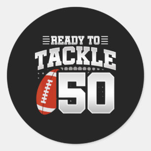 50th Birthday - Football Birthday Party - 50th Bir Classic Round Sticker