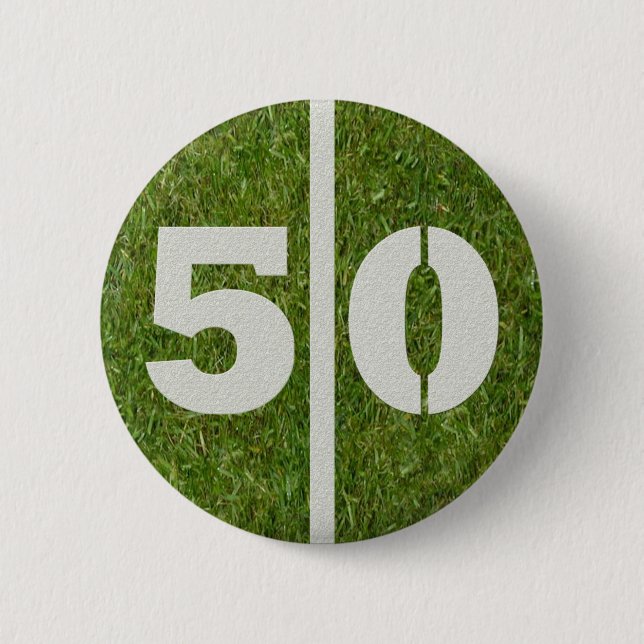 50th Birthday Football Yard Button (Front)