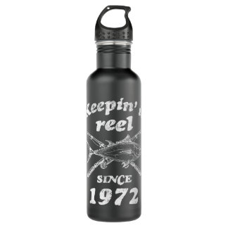50th Birthday Funny Fishing Gifts 50 Year Old Men  710 Ml Water Bottle