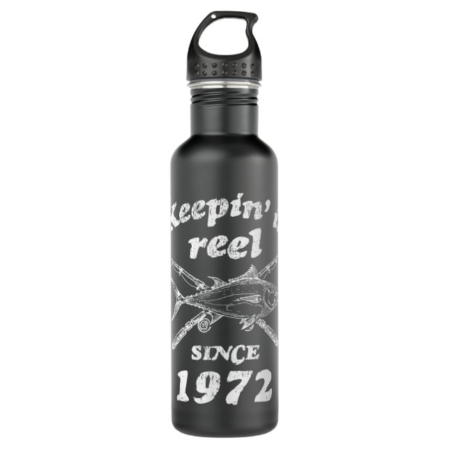 50th Birthday Funny Fishing Gifts 50 Year Old Men  710 Ml Water Bottle (Front)