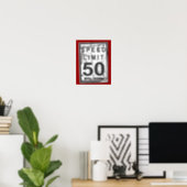 50th Birthday Funny Grungy Speed Limit Sign Poster (Home Office)