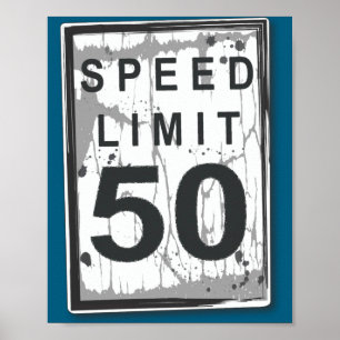 50th Birthday Funny Ngy Speed Limit Sign