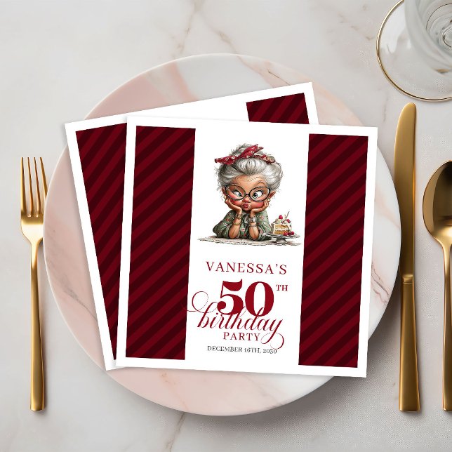 50th Birthday Funny Old Lady Napkins Table Party  (50th Birthday Funny Old Lady Napkins Table Party Decor)