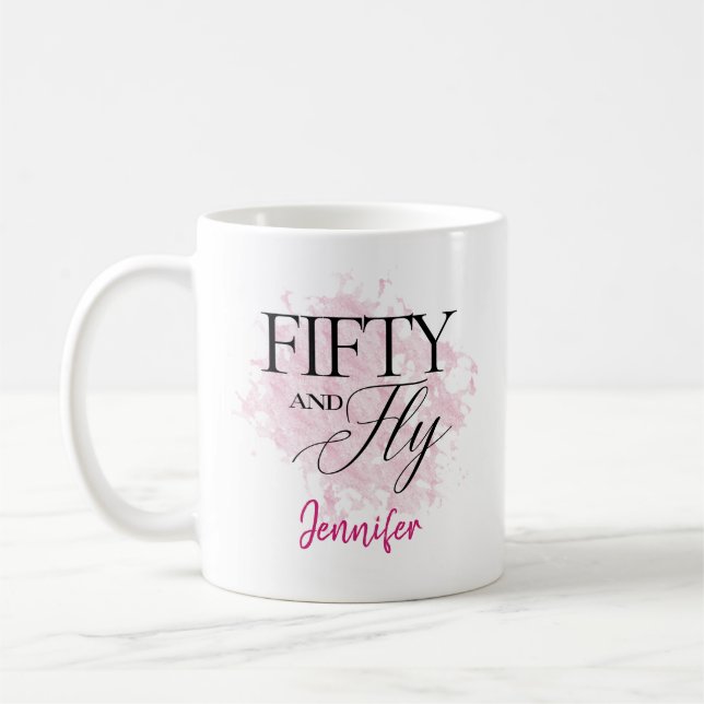 50th birthday gift coffee mug modern peronalized (Left)