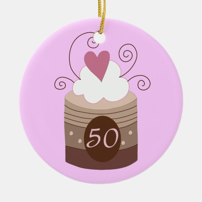 50th Birthday Gift Ideas For Her Ceramic Tree Decoration (Front)