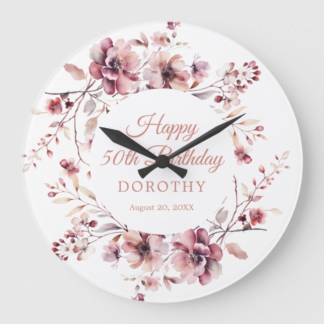 50th Birthday Gift Personalised Wall Clock (Front)