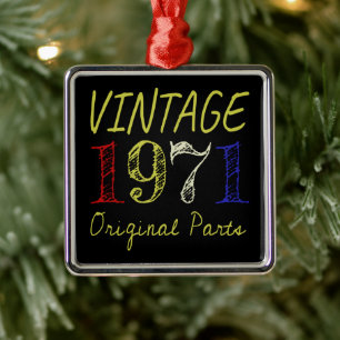 50th Birthday Gift Vintage Retro 1971 Metal Tree Decoration