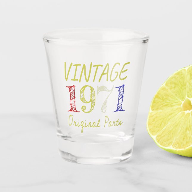 50th Birthday Gift Vintage Retro 1971 Shot Glass (Front)