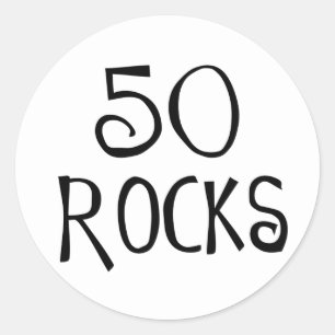 50th birthday gifts, 50 ROCKS Classic Round Sticker