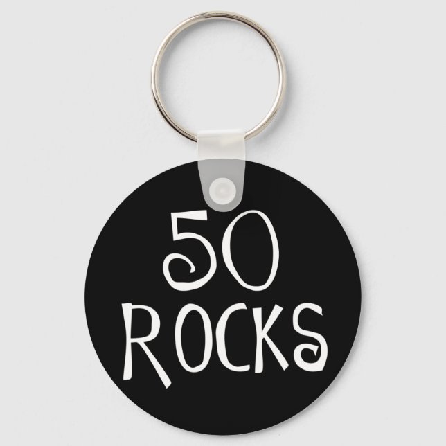 50th birthday gifts, 50 ROCKS Key Ring (Front)