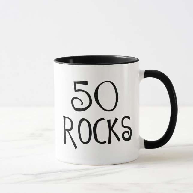 50th birthday gifts, 50 ROCKS Mug (Right)