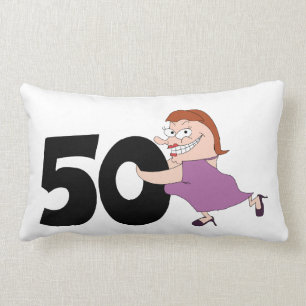 50th birthday gifts - Funny cartoon birthday Lumbar Cushion