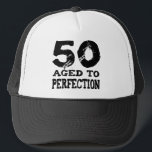 50th Birthday Gifts! Trucker Hat<br><div class="desc">50th Birthday Gifts and Apparel featuring the words 50,  Aged to Perfection! High resolution and far superior quality so you can order with confidence.</div>