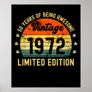 50th birthday gifts vintage 1972 limited edition poster