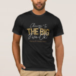 50th Birthday Gold and Black Big Five-Oh T-Shirt<br><div class="desc">Elegant Faux gold glitter with shimmering confetti highlights on the top and bottom border. All text is adjustable and easy to change for your own party needs. Great elegant 50th birthday template design.</div>
