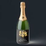 50th Birthday Gold And Black Confetti And Balloons Sparkling Wine Label<br><div class="desc">50th birthday party sparkling wine labels featuring gold and black balloons and confetti on black with a trendy script typeface. Customise for any age birthday. 30th,  40th,  50th,  60th,  70th. See the full collection at: https://www.zazzle.com/collections/gold_and_black_balloons_confetti_birthday_party-119172749816882801</div>