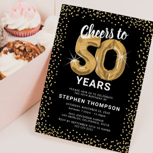 50th Birthday Gold Balloons Invitation