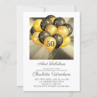 50th Birthday Gold Black Glitter Metallic