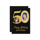50th birthday gold black photo personalised
