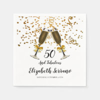 50th Birthday Gold Confetti Champagne Glasses