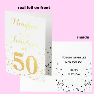 50th Birthday Gold Foil Fabulous at 50 Foil Card
