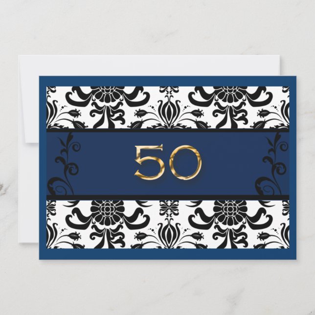 50th Birthday, Gold Foil, Invitation (Front)
