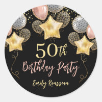 50th Birthday Gold Glitter Confetti Balloons Black