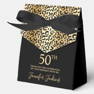 50th Birthday Gold Leopard Print Thank You  Favour Box