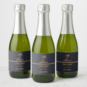 50th Birthday Gold Name Mini Champagne Label
