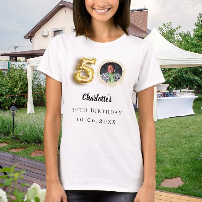 50th birthday gold photo T-Shirt (Creator Uploaded)