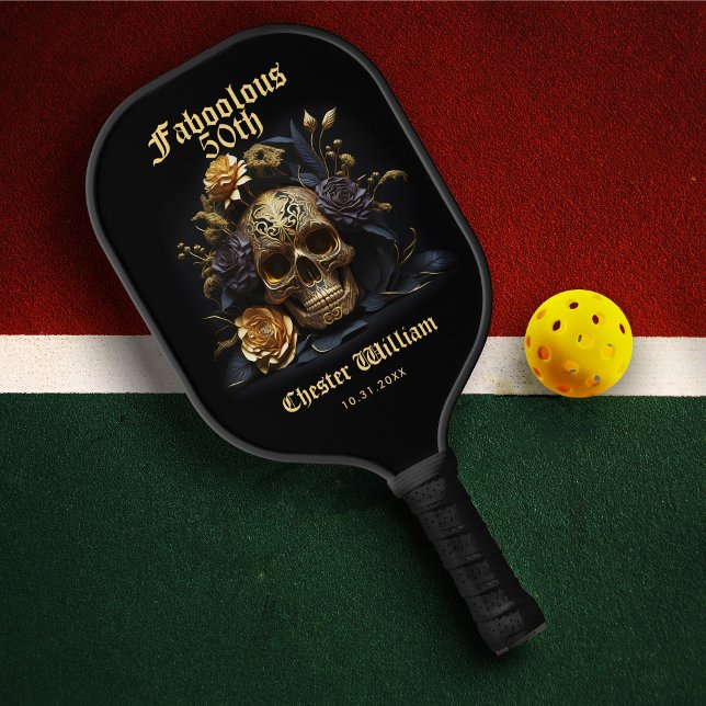 50TH BIRTHDAY GOLD SKULL ROSE HALLOWEEN PICKLEBALL PADDLE (50TH BIRTHDAY GOLD SKULL ROSE HALLOWEEN Fifty Party PICKLEBALL PADDLE
)