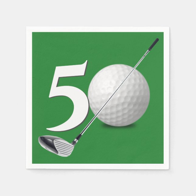 50th Birthday Golf Ball And Club  Napkin (Front)