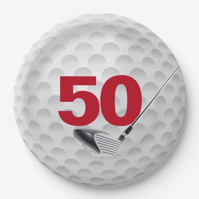 50th Birthday Golf Ball Design Paper Plate (Front)