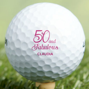 50th birthday golf balls 50 and fabulous pink gift