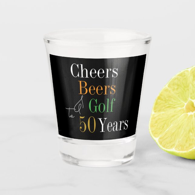 50th Birthday Golf Cheers and Beers Party Favours Shot Glass (Front)