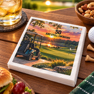 50th Birthday Golf Party Sunset Napkin