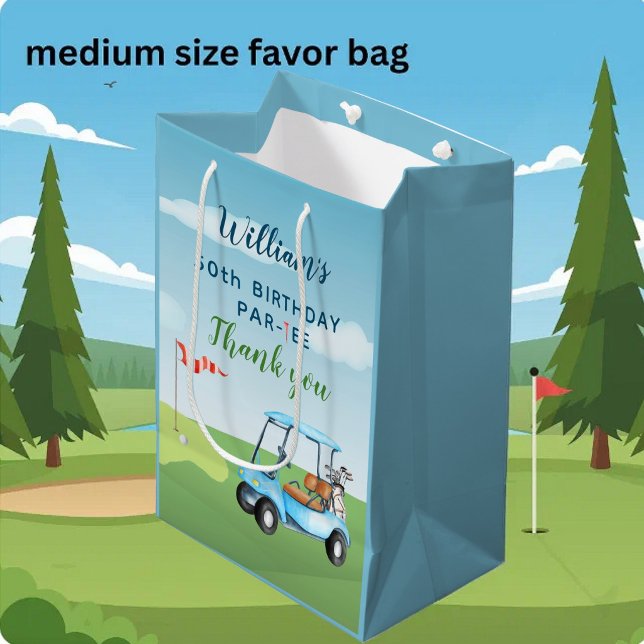 50th Birthday Golf Theme Par-tee Birthday  Medium Gift Bag (Creator Uploaded)