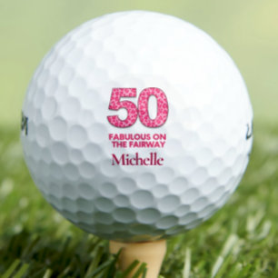 50th Birthday Golfer 50 And Fabulous Pink Leopard Golf Balls
