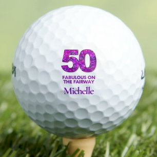 50th Birthday Golfer 50 And Fabulous Purple Flower Golf Balls
