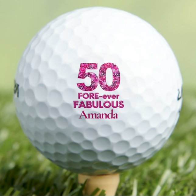 50th Birthday Golfer Gift, FORE-ever 50 & Fabulous Golf Balls (Creator Uploaded)