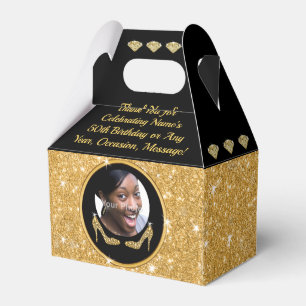 50th Birthday Goodie Bag Ideas, Black and Gold  Favour Box