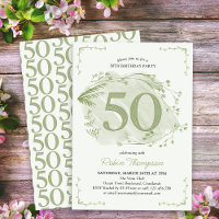 50th Birthday Green Dainty Wildflower Number 50
