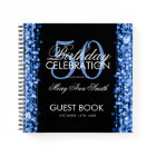 50th Birthday Guestbook Party Sparkles Blue