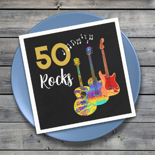 50th birthday Guitar Rocks 50  Napkin