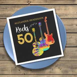50th birthday Guitar Rocks 50 Personalised Napkin
