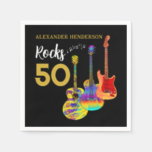 50th birthday Guitar Rocks 50 Personalised Napkin