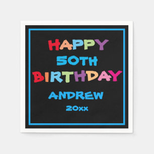 50th Birthday Happy Birthday Custom Modern Cute Napkin