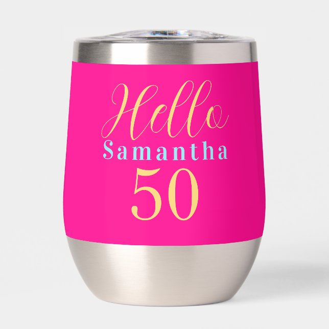 50th Birthday Hello 50 Hot Pink Party (Front)