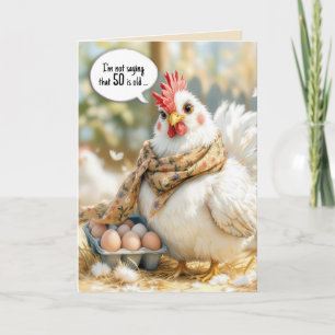 50th Birthday Hen With Eggs in Carton Card